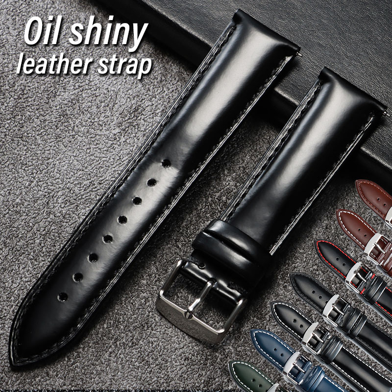 Leather Strap Quick Release - Tali Kulit Asli Mengkilap 18Mm 19Mm
