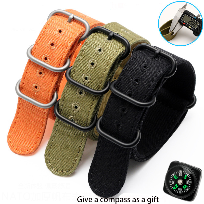 Tali jam kanvas tebal 20 22mm  - Canvas Strap Watch ulasan dan harga